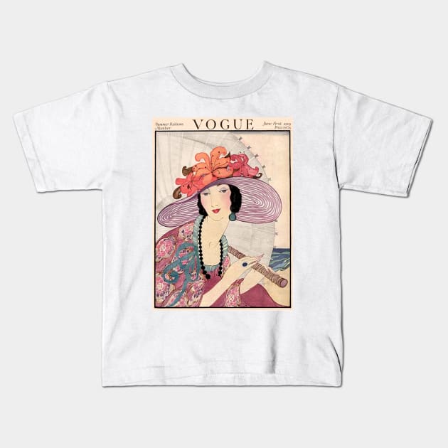 Vogue Vintage 1919 Beautiful Flapper With an Umbrella Print Kids T-Shirt by posterbobs